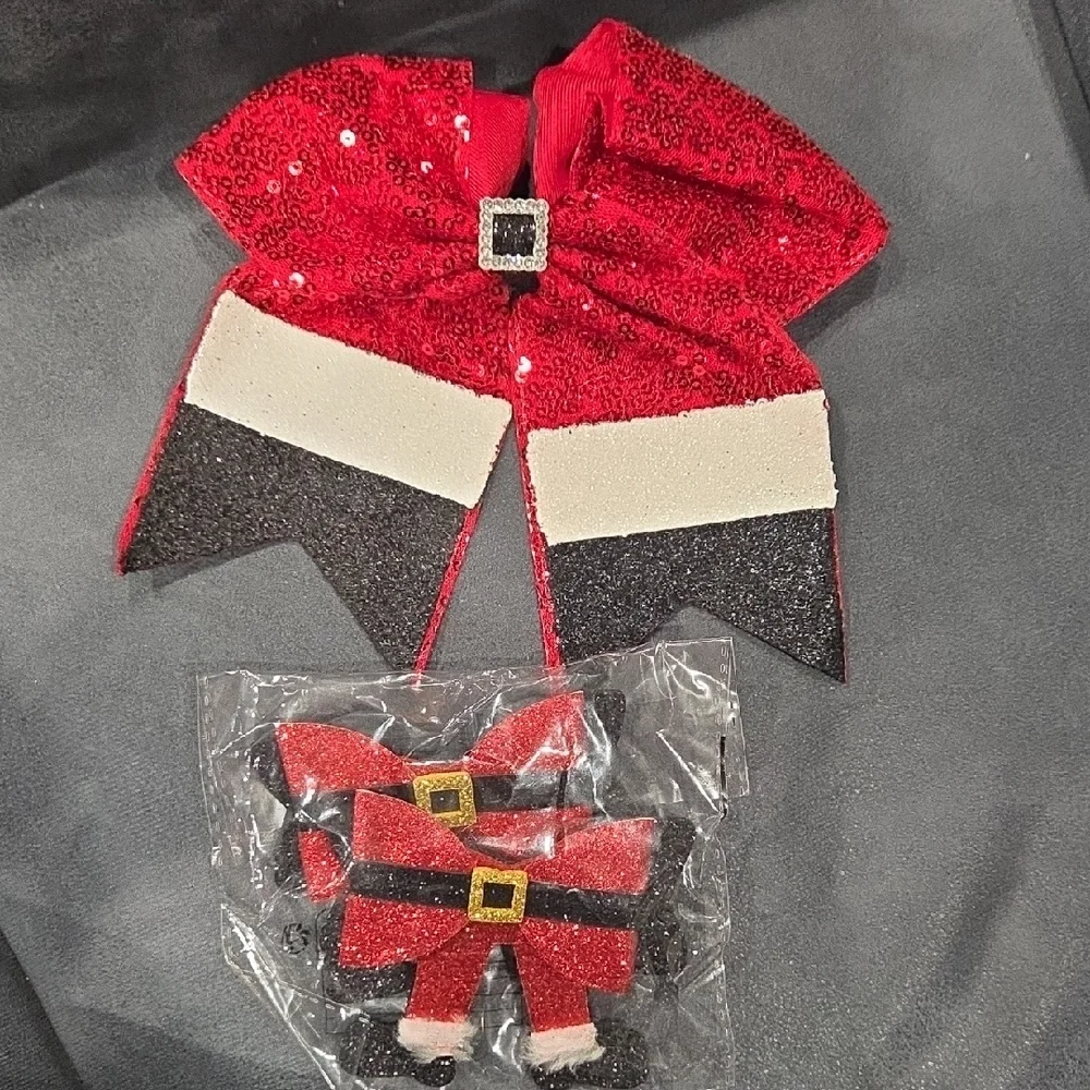 3pc Santa  Christmas Bow Set